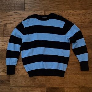 Brandy Melville Black and Blue Striped Crewneck Sweater